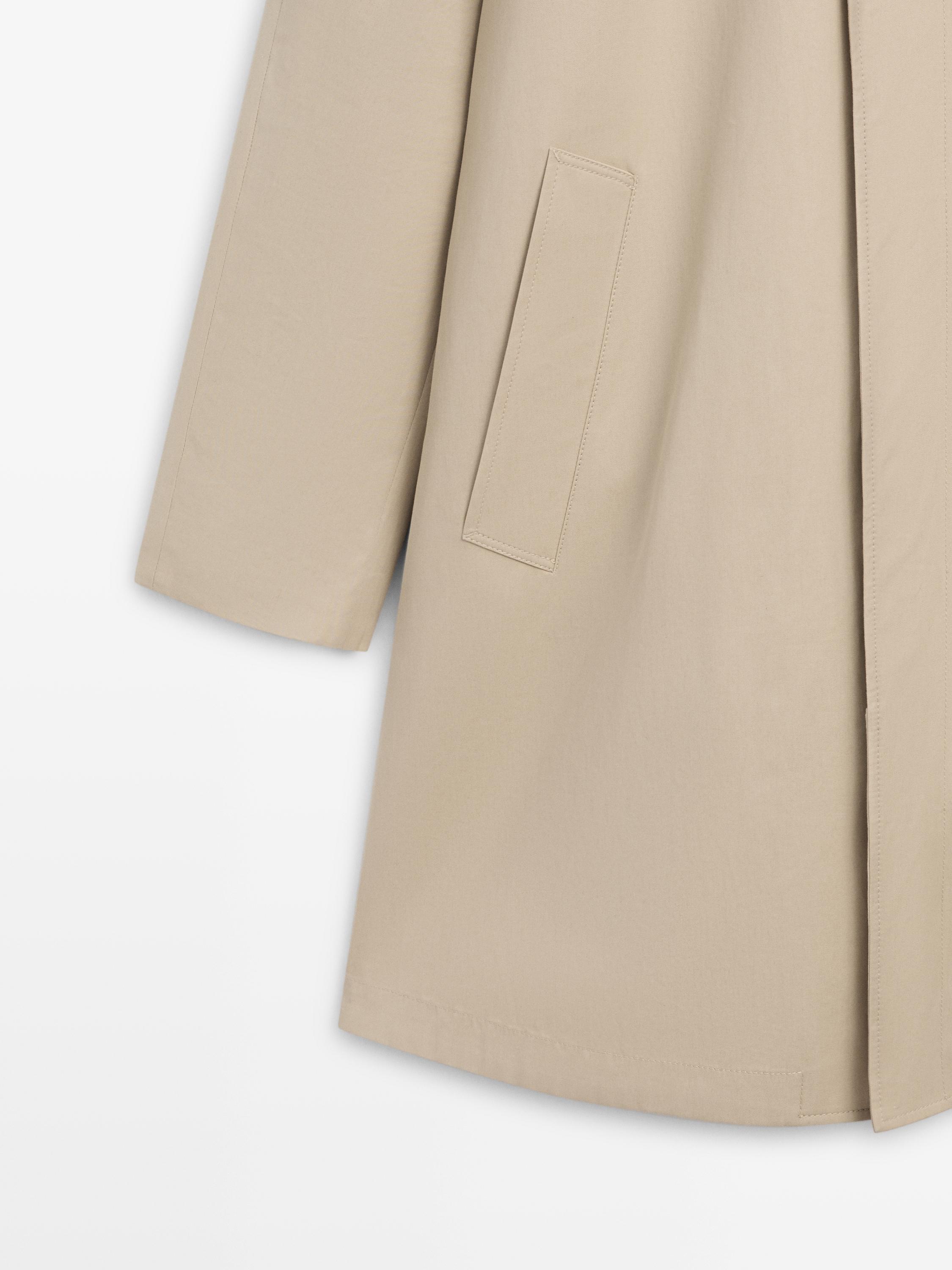 Check cotton trench coat with interior detail